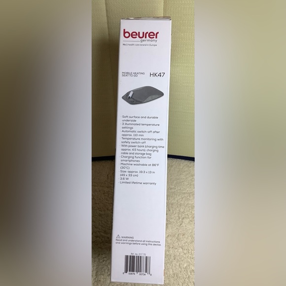 Beurer Germany HK47 MOBILE HEATING BELT TO GO with Power Bank & Storage Bag - Picture 4 of 4